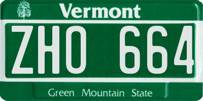 VT license plate ZHO664