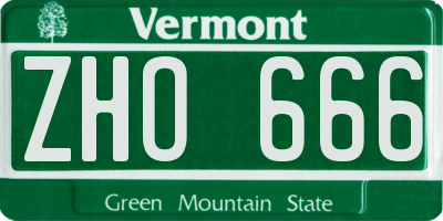 VT license plate ZHO666