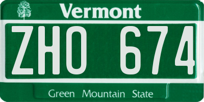 VT license plate ZHO674