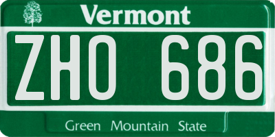 VT license plate ZHO686