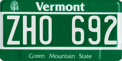 VT license plate ZHO692