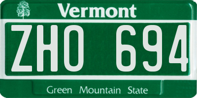 VT license plate ZHO694