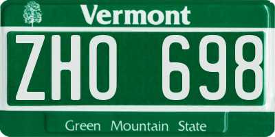 VT license plate ZHO698
