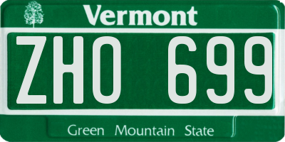 VT license plate ZHO699