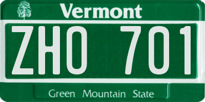VT license plate ZHO701
