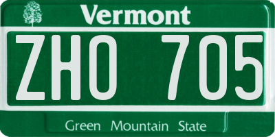 VT license plate ZHO705