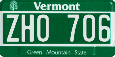 VT license plate ZHO706