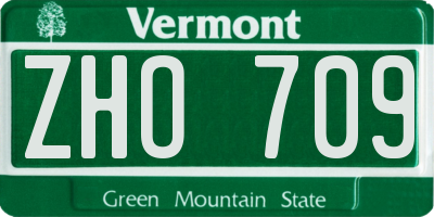 VT license plate ZHO709