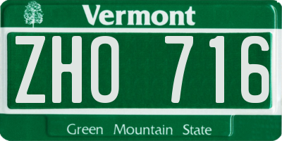 VT license plate ZHO716