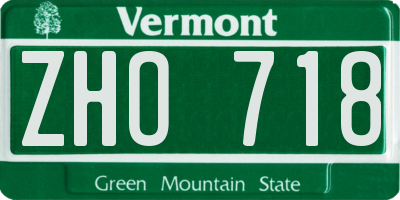 VT license plate ZHO718