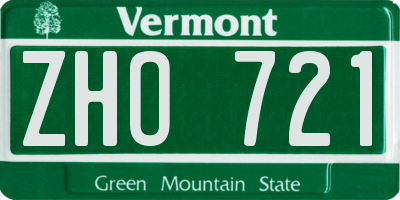VT license plate ZHO721