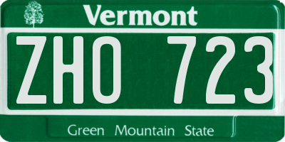 VT license plate ZHO723