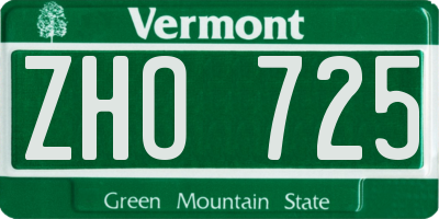 VT license plate ZHO725