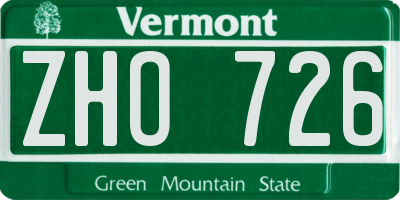 VT license plate ZHO726
