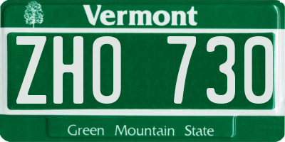 VT license plate ZHO730