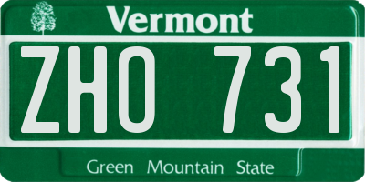 VT license plate ZHO731