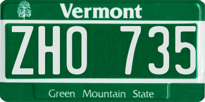 VT license plate ZHO735