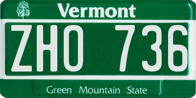 VT license plate ZHO736