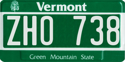 VT license plate ZHO738