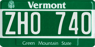 VT license plate ZHO740