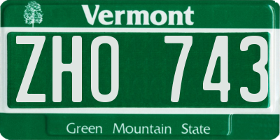 VT license plate ZHO743