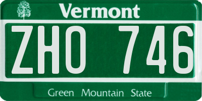 VT license plate ZHO746