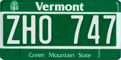 VT license plate ZHO747