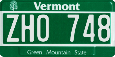 VT license plate ZHO748