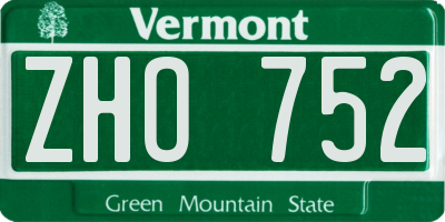 VT license plate ZHO752