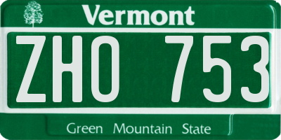 VT license plate ZHO753