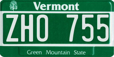 VT license plate ZHO755