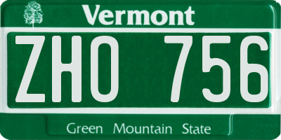 VT license plate ZHO756