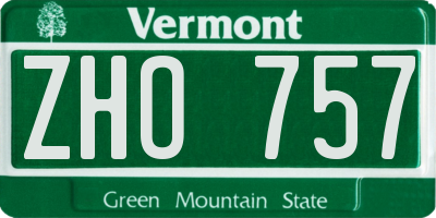 VT license plate ZHO757