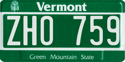 VT license plate ZHO759