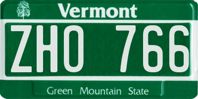 VT license plate ZHO766