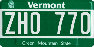 VT license plate ZHO770