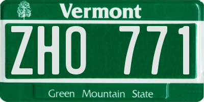VT license plate ZHO771