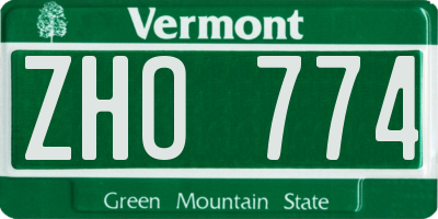 VT license plate ZHO774