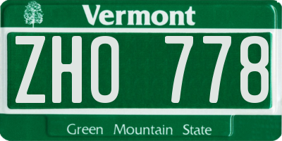VT license plate ZHO778