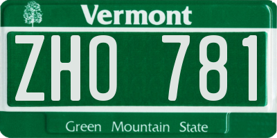 VT license plate ZHO781