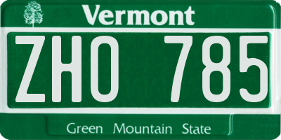 VT license plate ZHO785
