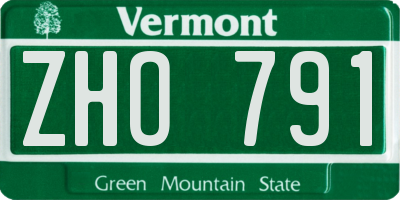 VT license plate ZHO791