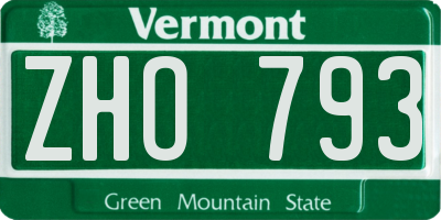VT license plate ZHO793
