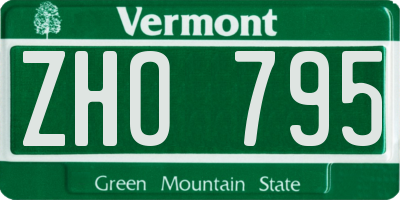 VT license plate ZHO795
