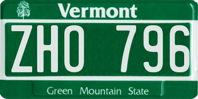 VT license plate ZHO796