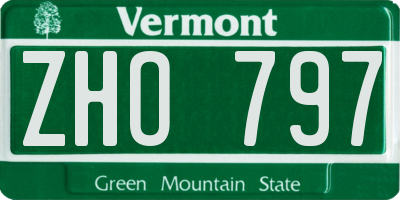 VT license plate ZHO797