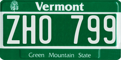 VT license plate ZHO799