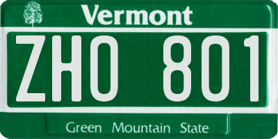 VT license plate ZHO801