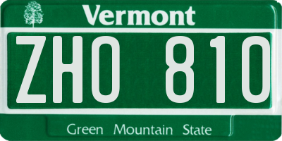 VT license plate ZHO810