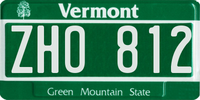 VT license plate ZHO812